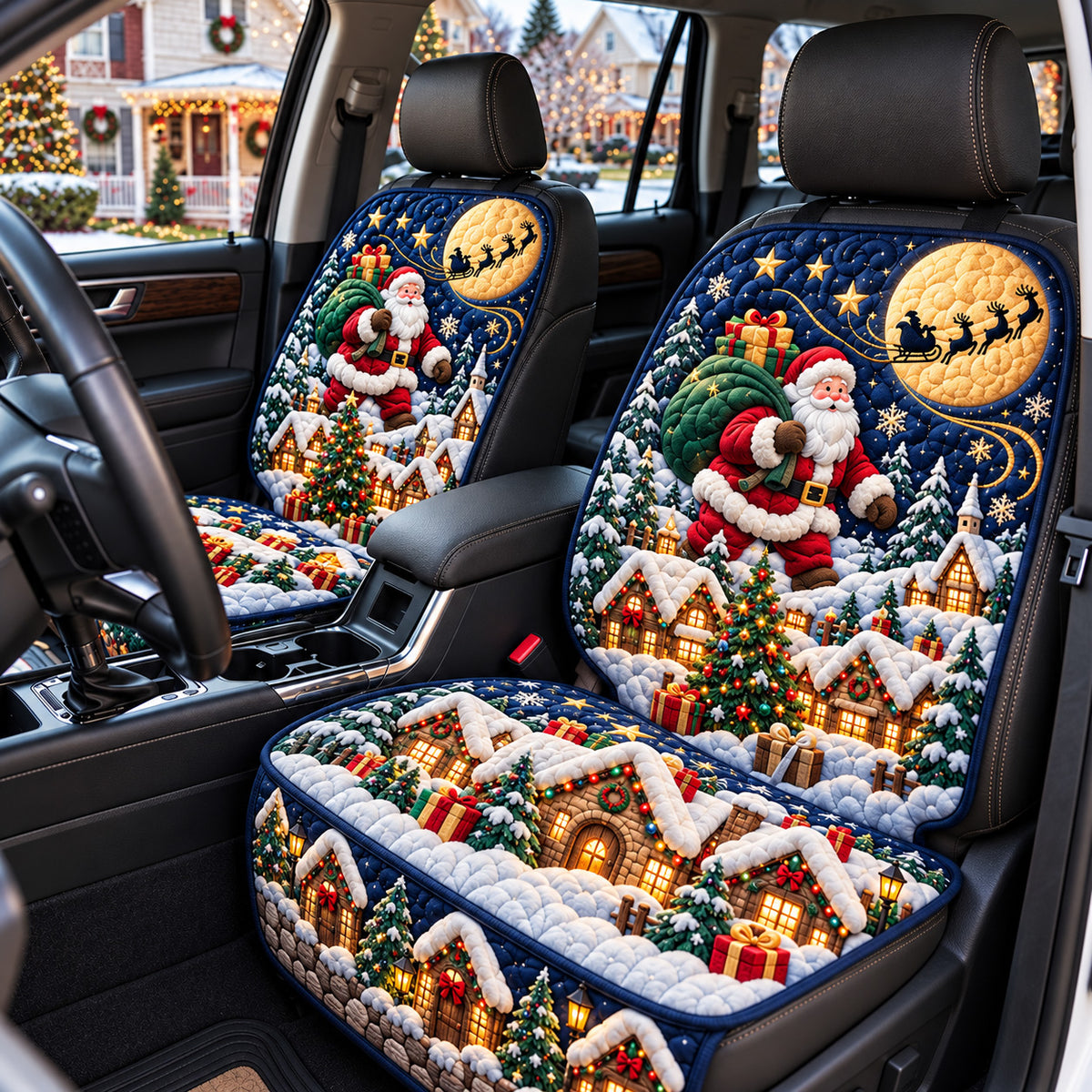 Starry Village Santa Quilted Car Seat Protector GFTOTP22412