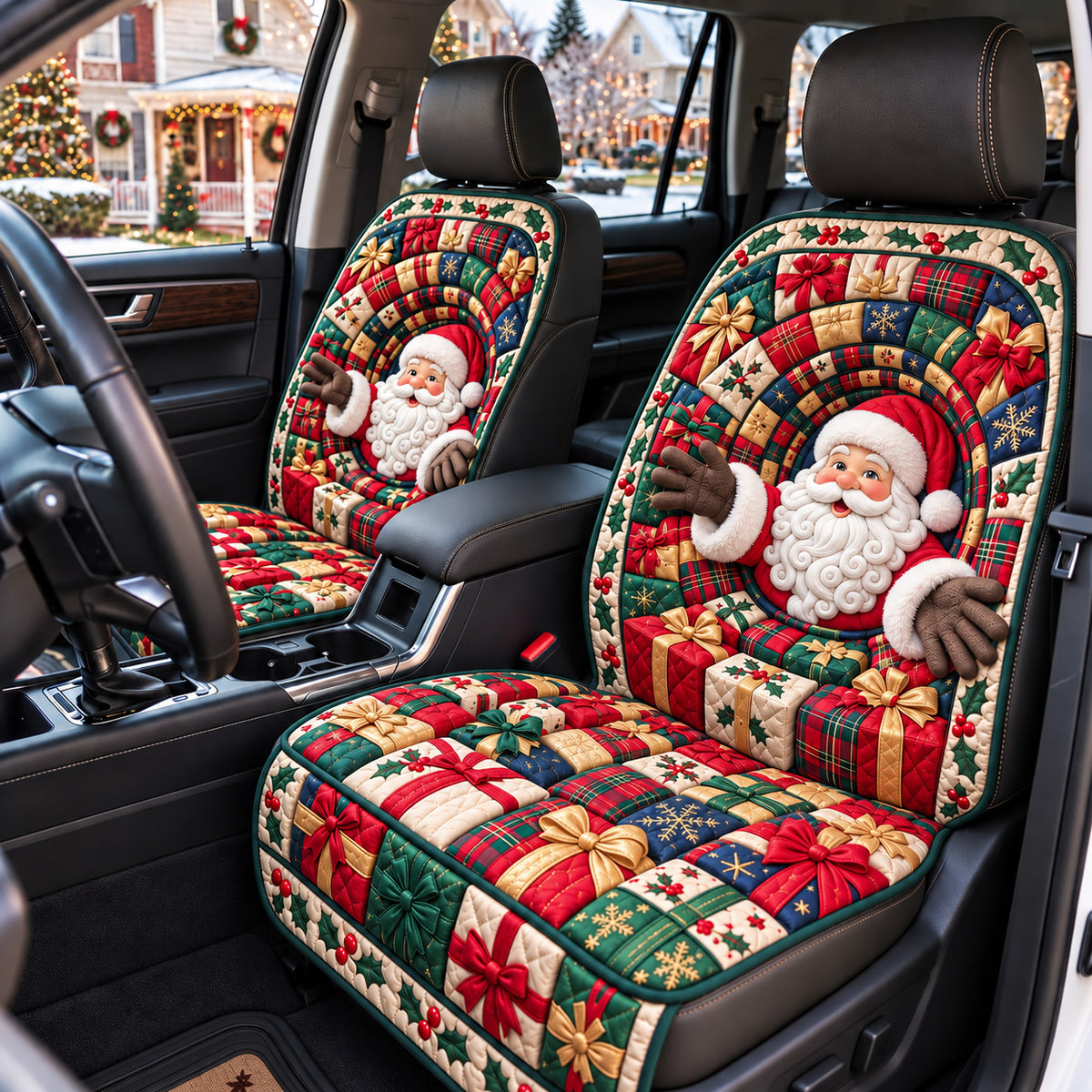Santa Gifts Hole Quilted Car Seat Protector GFTOTP22415