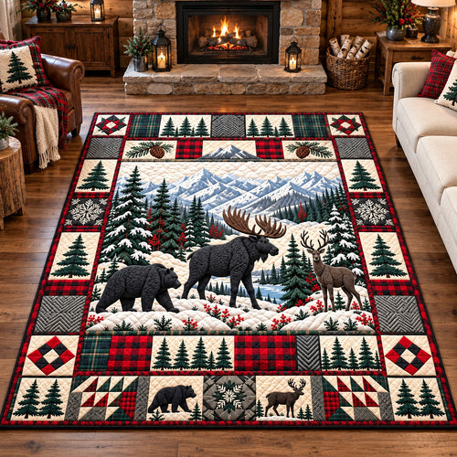 Winter Forest Patchwork Area Rug GFTOTP22428