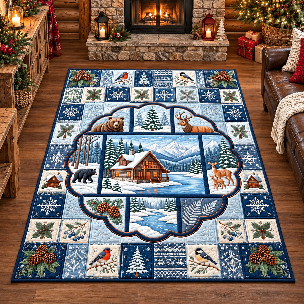 Winter Forest Patchwork Area Rug GFTOTP22431