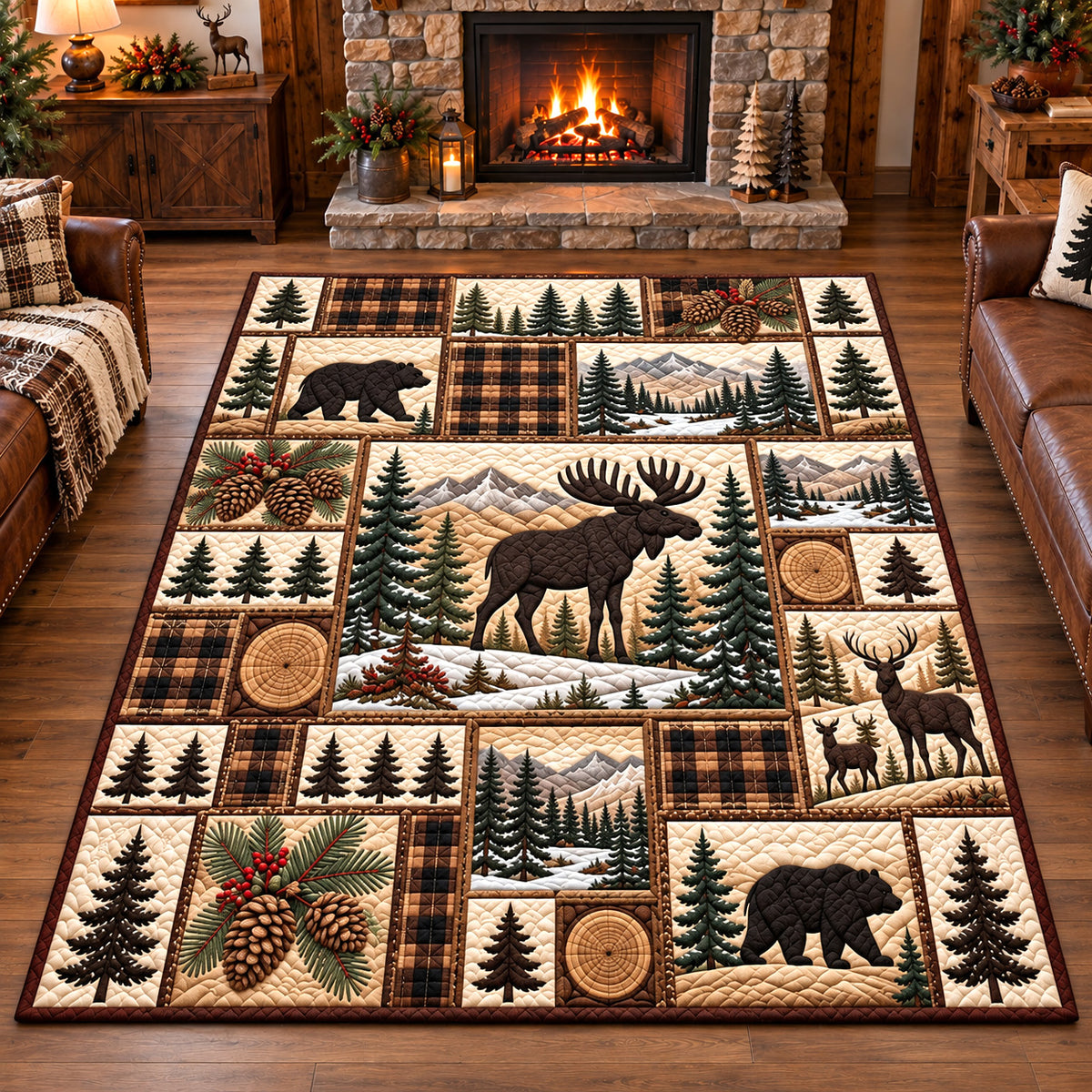 Rustic Forest Patchwork Area Rug GFTOTP22433
