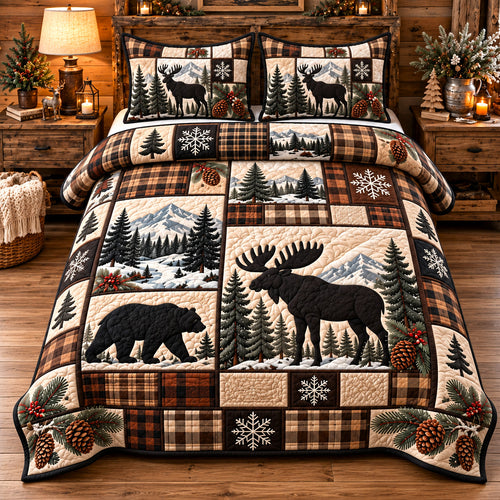 Winter Forest Patchwork 3-Piece Quilted Bedding Set GFTOTP22441