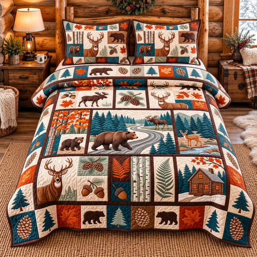 Rustic Forest Patchwork 3-Piece Quilted Bedding Set GFTOTP22442