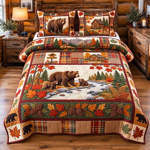 Autumn Forest Patchwork 3-Piece Quilted Bedding Set GFTOTP22443