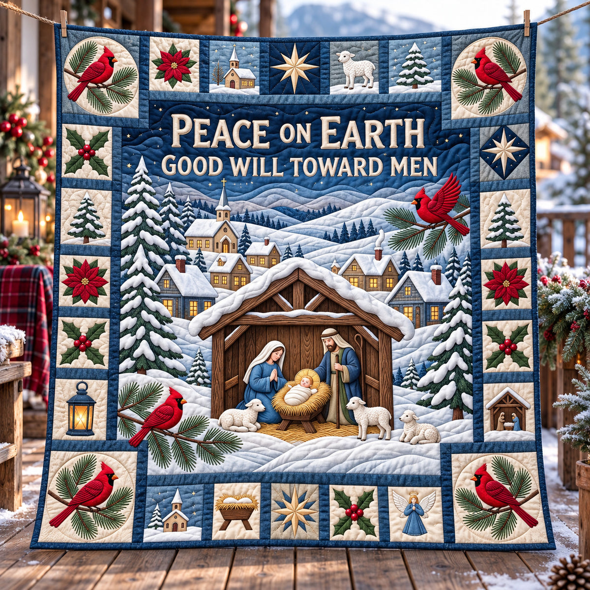 Winter Village Nativity Quilted Blanket GFTOTP22501