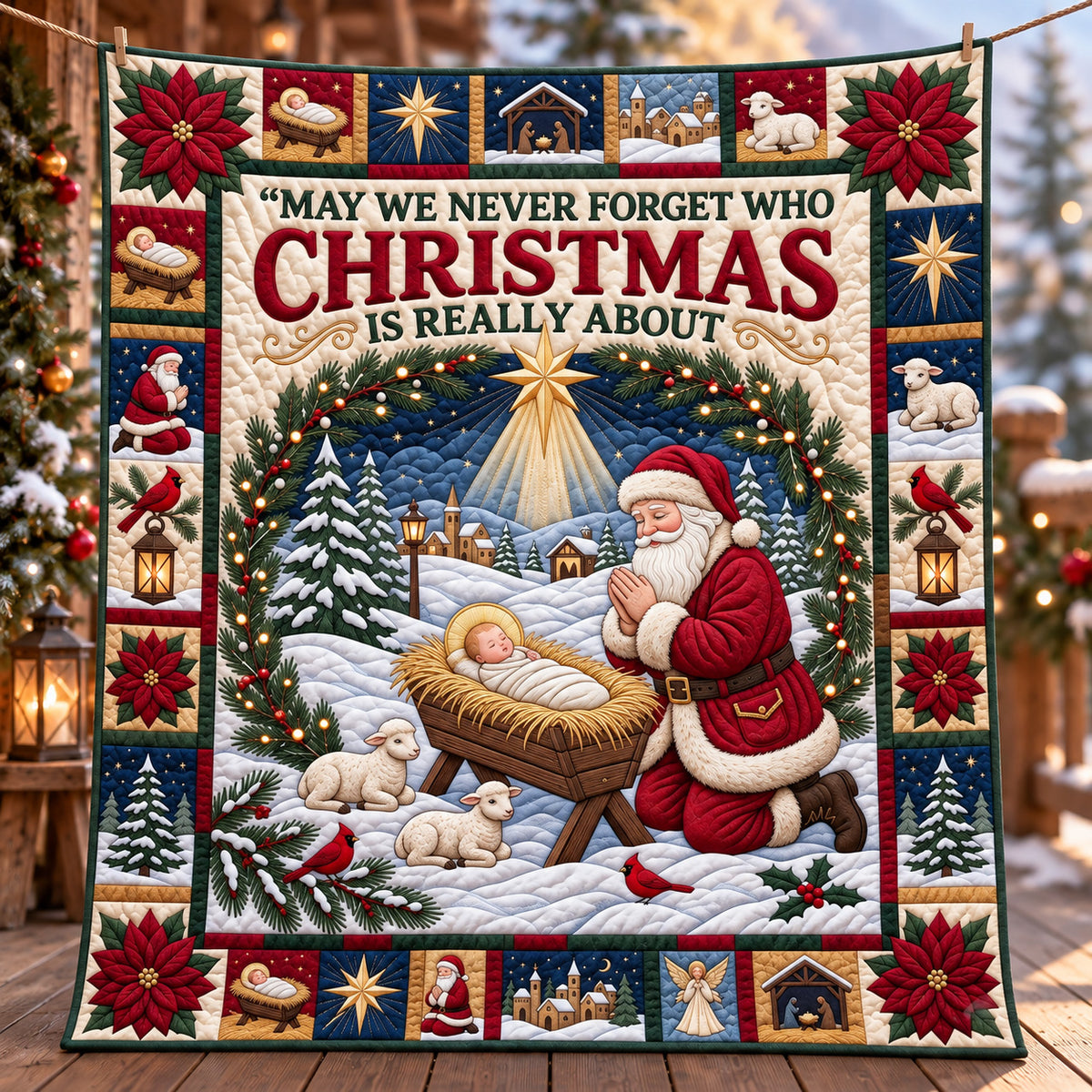 Snowy Kneeling Santa Quilted Blanket GFTOTP22502