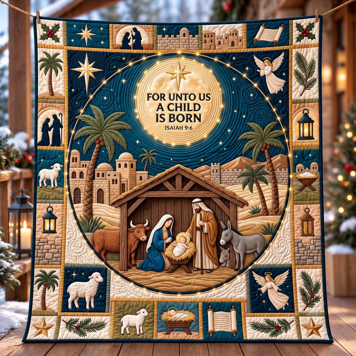 Desert Star Nativity Quilted Blanket GFTOTP22503