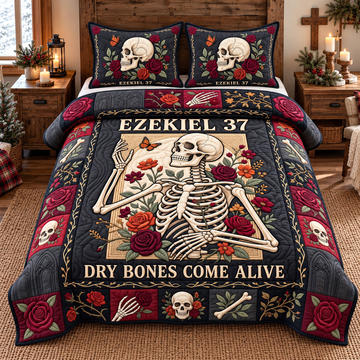 Dry Bones Come Alive 3-Piece Quilted Bedding Set GFTOTP22505