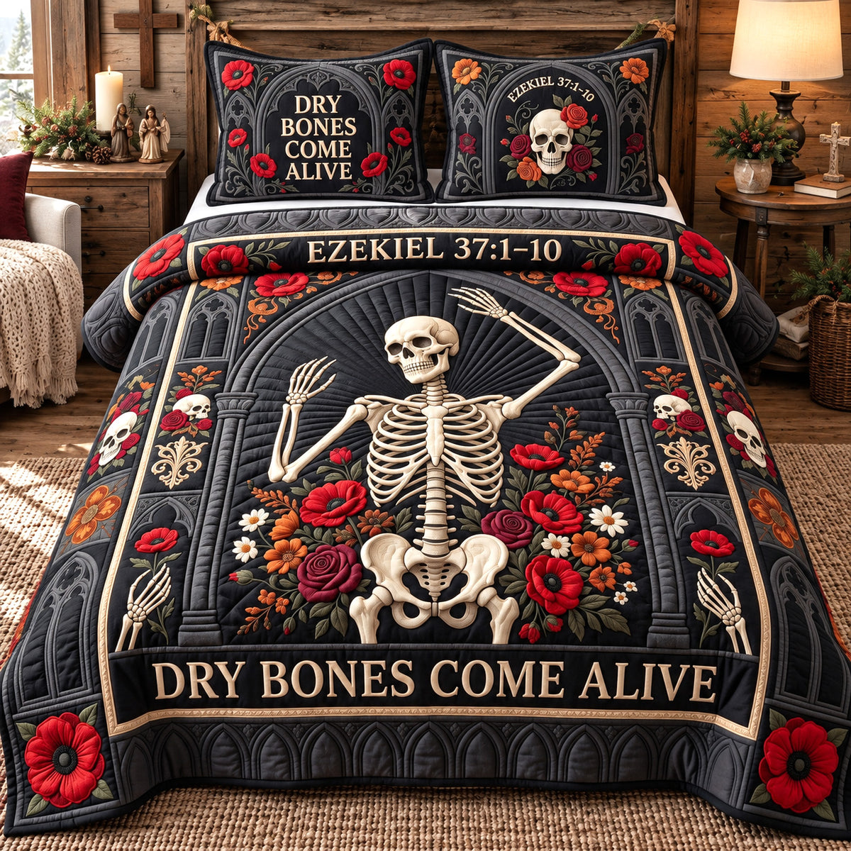 Dry Bones Come Alive 3-Piece Quilted Bedding Set GFTOTP22507