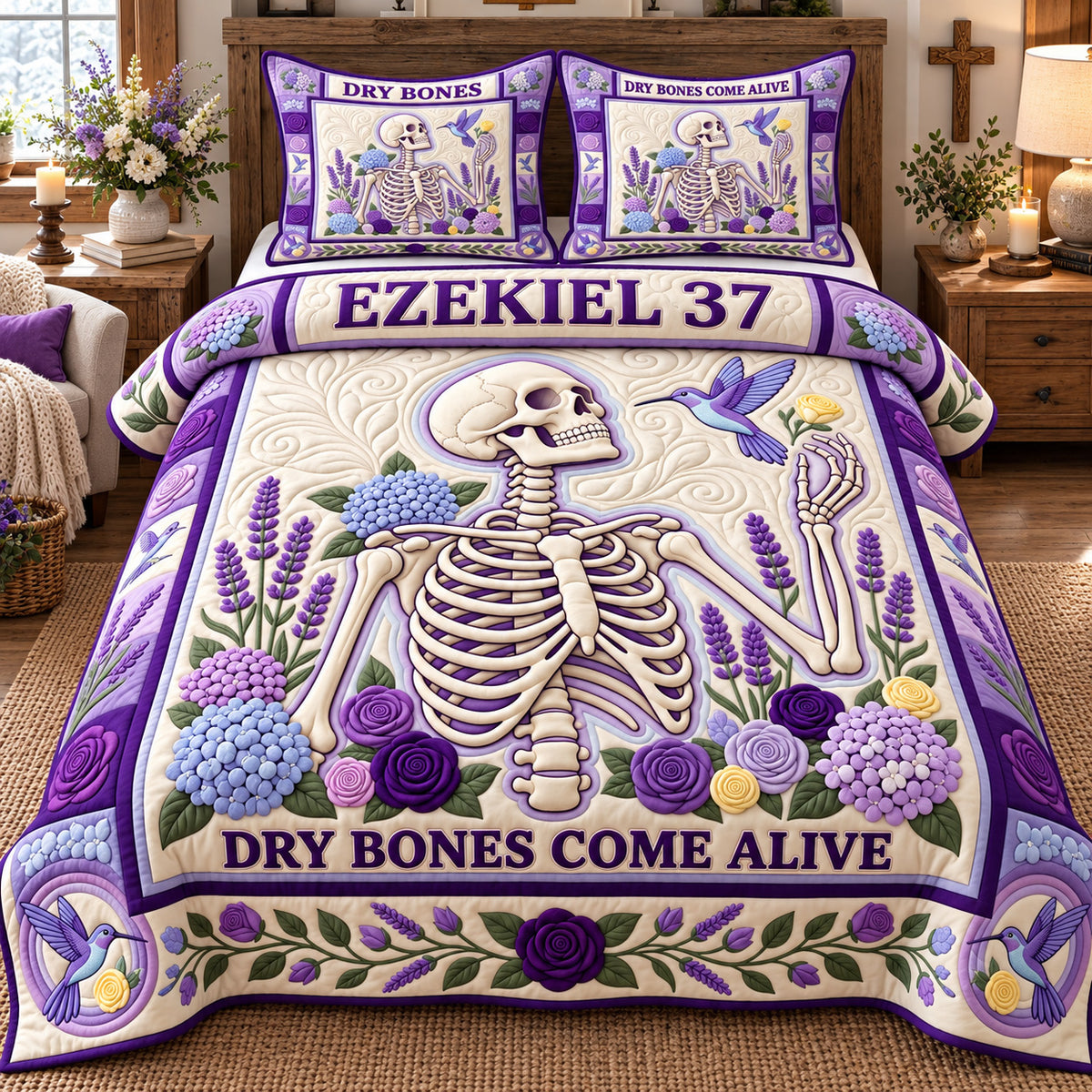 Dry Bones Come Alive 3-Piece Quilted Bedding Set GFTOTP22508