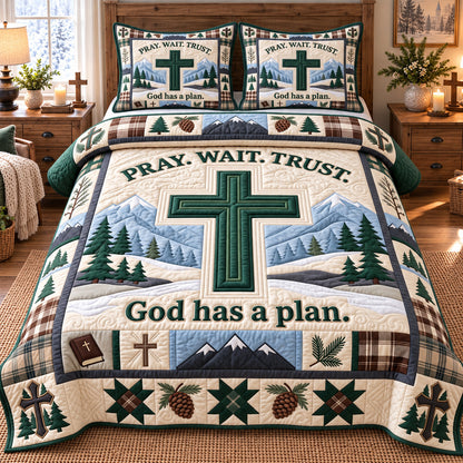 Pray Wait Trust 3-Piece Quilted Bedding Set GFTOTP22513