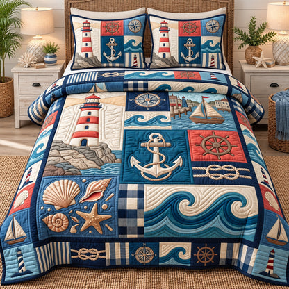 Coastal Patchwork 3-Piece Quilted Bedding Set GFTOTP22517