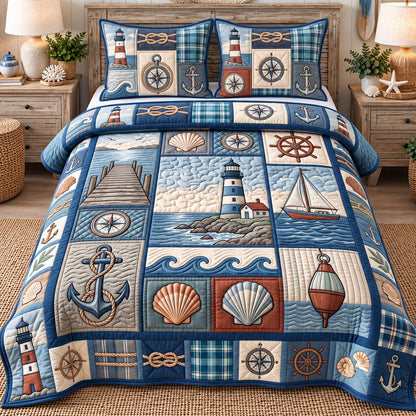 Coastal Patchwork 3-Piece Quilted Bedding Set GFTOTP22518