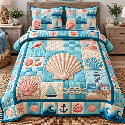 Coastal Patchwork 3-Piece Quilted Bedding Set GFTOTP22519