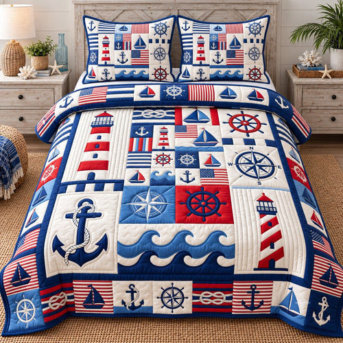 Coastal Patchwork 3-Piece Quilted Bedding Set GFTOTP22520