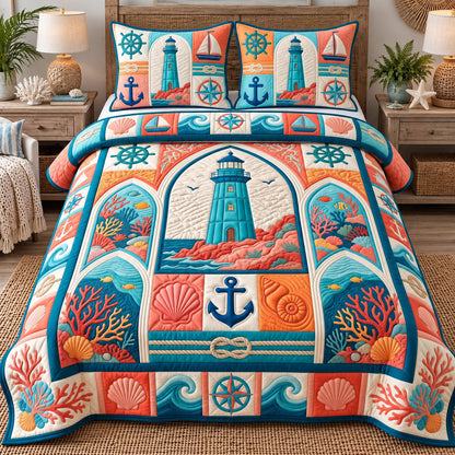 Coastal Patchwork 3-Piece Quilted Bedding Set GFTOTP22521