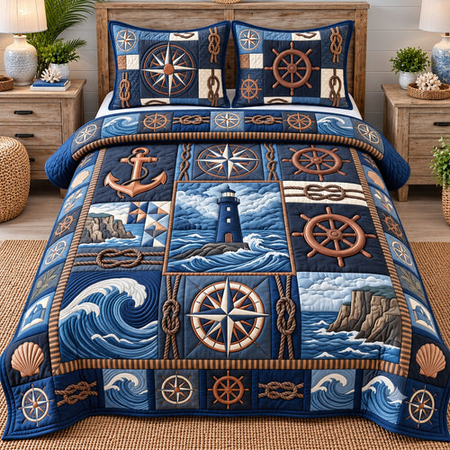 Coastal Patchwork 3-Piece Quilted Bedding Set GFTOTP22522