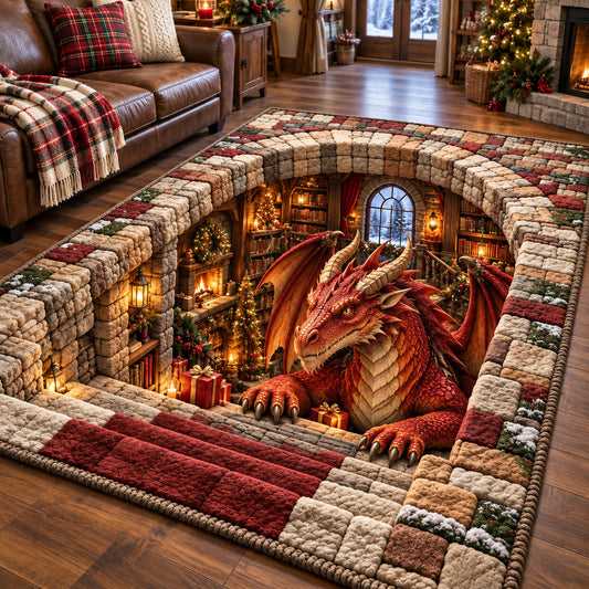 Christmas Library Dragon Area Rug GFTOTP22525