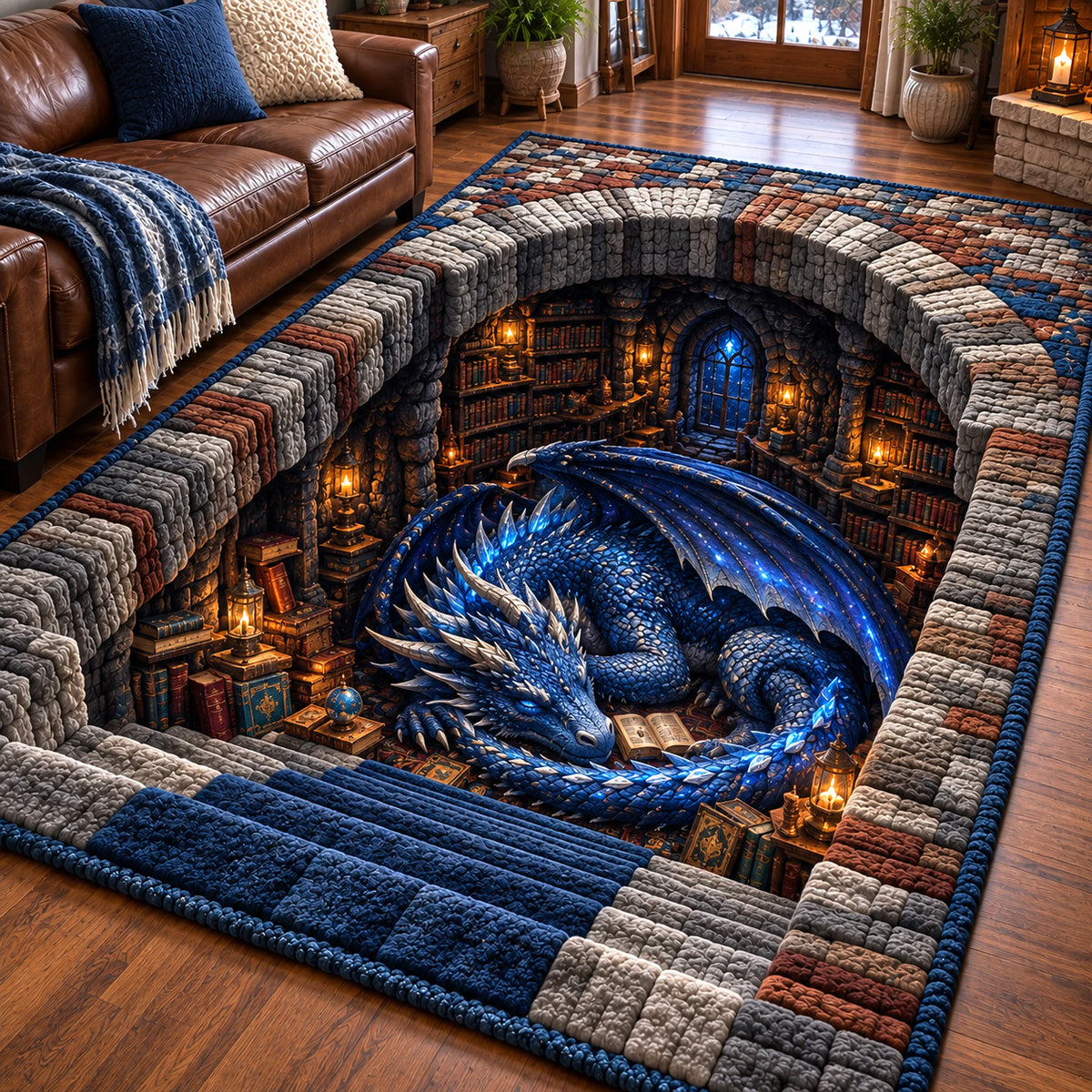 Sleeping Library Dragon Area Rug GFTOTP22526
