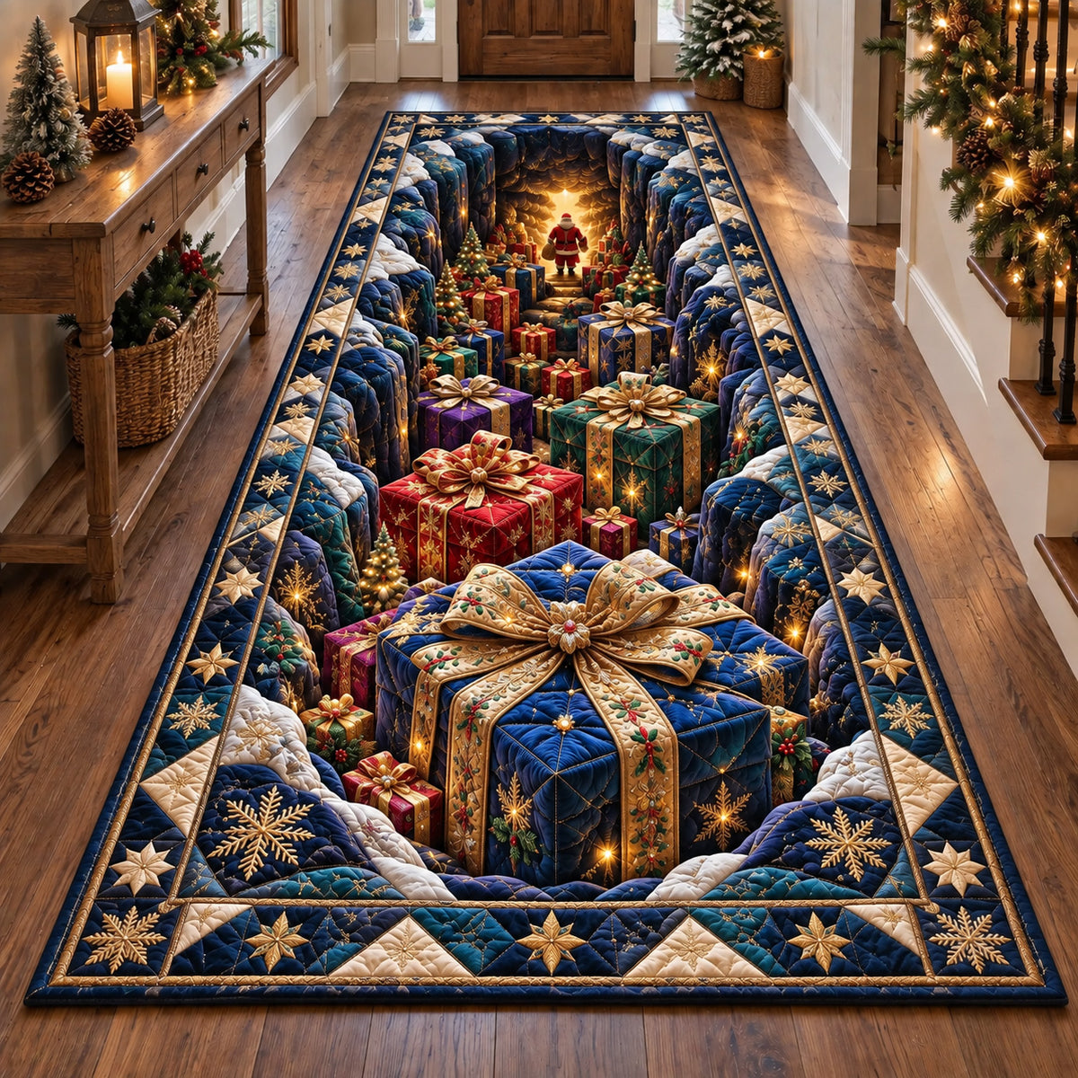 Festive Gift Hole Runner Rug GFTOTP22532