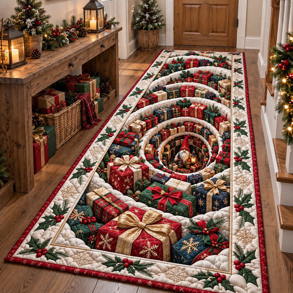 Festive Gift Hole Runner Rug GFTOTP22534