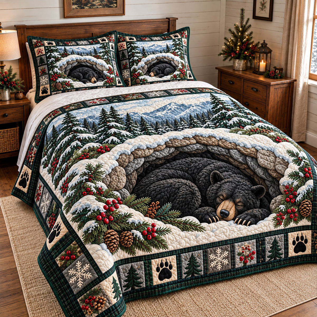 Winter Rustic Guardian 3-Piece Quilted Bedding Set GFTOTP22536