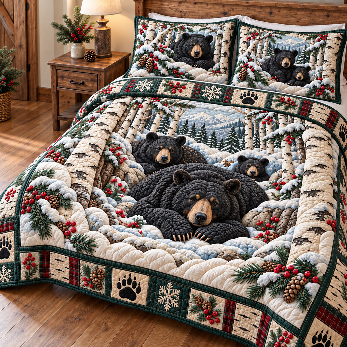 Winter Rustic Guardian 3-Piece Quilted Bedding Set GFTOTP22540