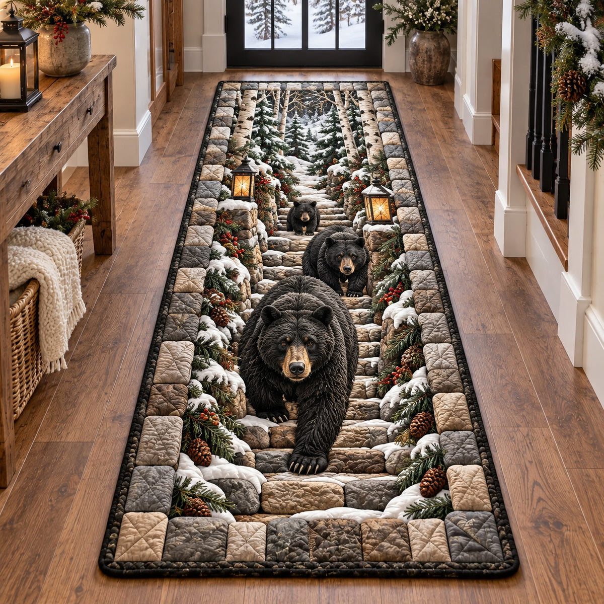 Snowy Bear Steps Runner Rug GFTOTP22542