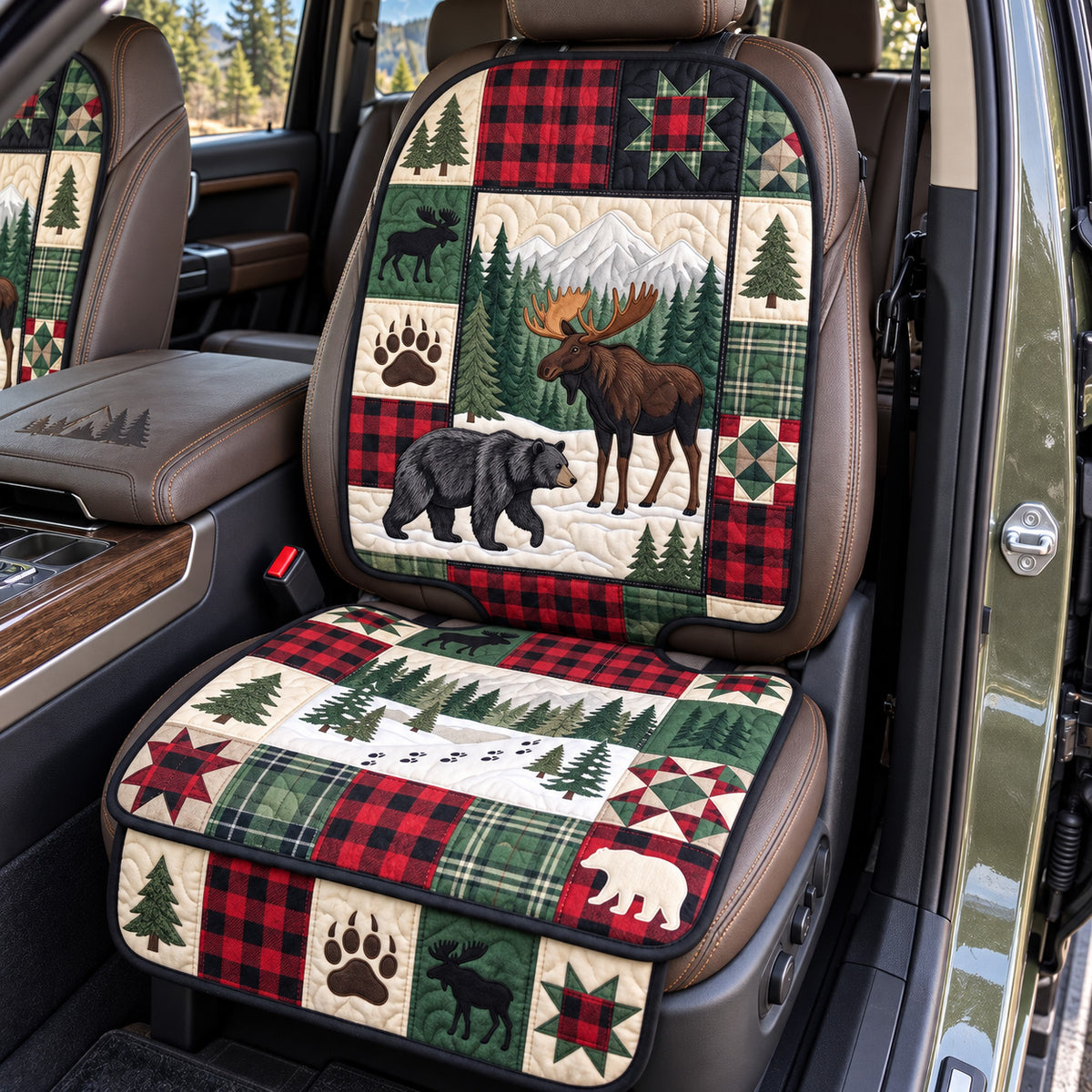 Rustic Forest Patchwork Quilted Car Seat Protector GFTOTP22548