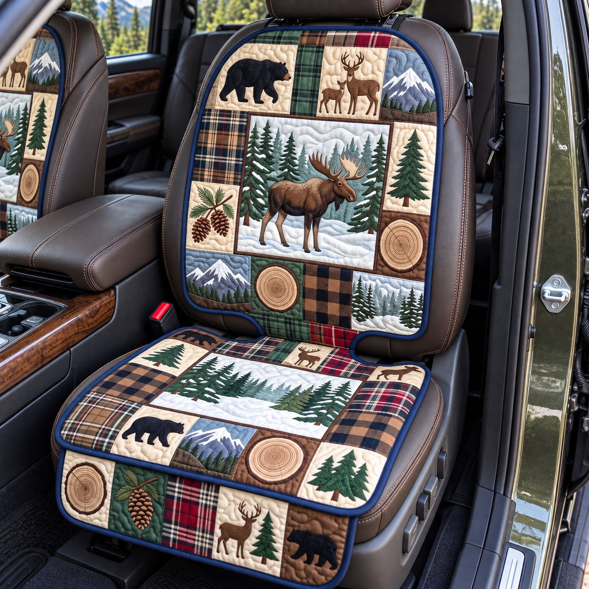 Rustic Forest Patchwork Quilted Car Seat Protector GFTOTP22549