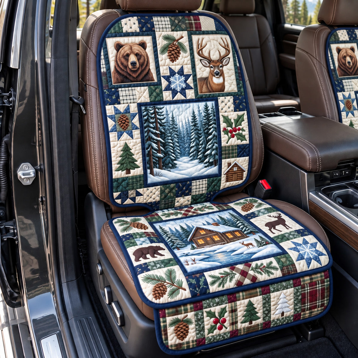 Rustic Forest Patchwork Quilted Car Seat Protector GFTOTP22550