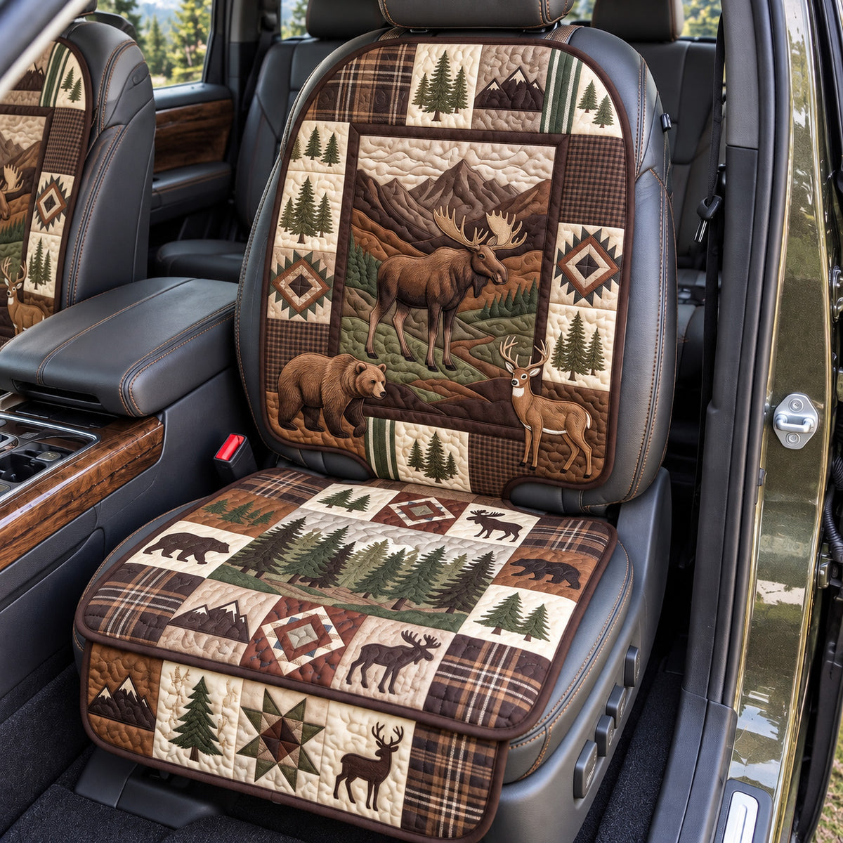 Rustic Forest Patchwork Quilted Car Seat Protector GFTOTP22552