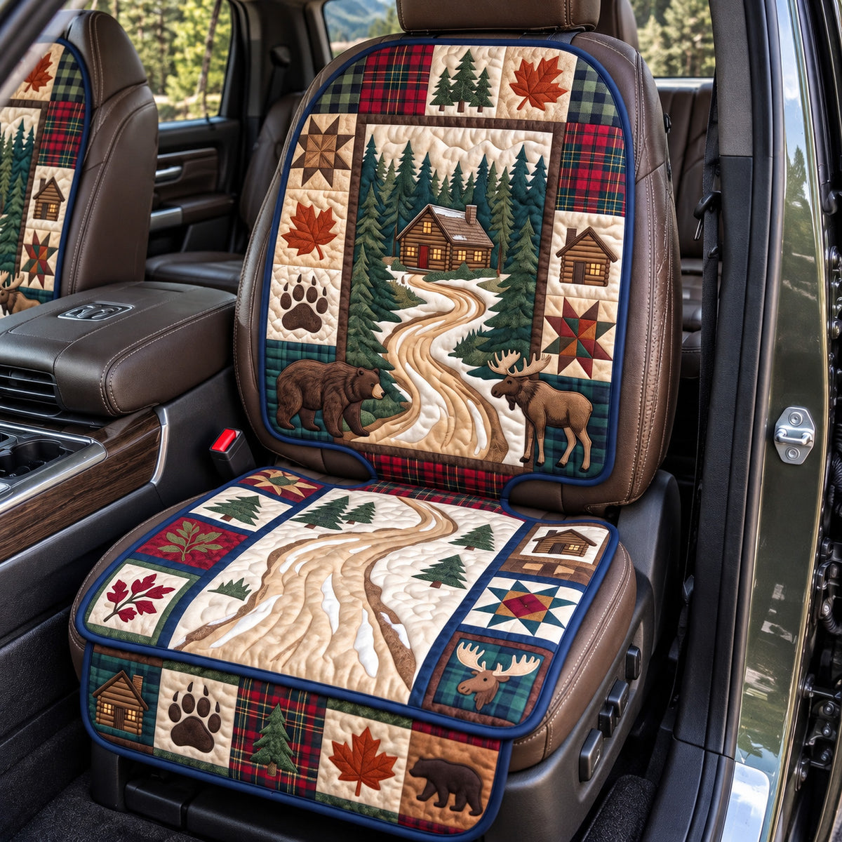 Rustic Forest Patchwork Quilted Car Seat Protector GFTOTP22553
