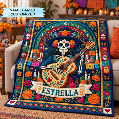 Personalized Day Of The Dead Quilted Blanket QTCUZ GFTOTP22607