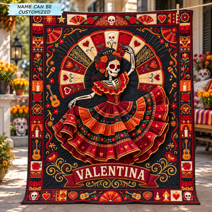 Personalized Day Of The Dead Quilted Blanket QTCUZ GFTOTP22611