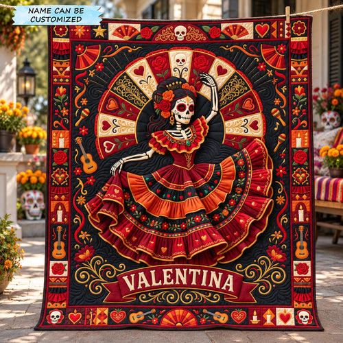 Personalized Day Of The Dead Quilted Blanket QTCUZ GFTOTP22611