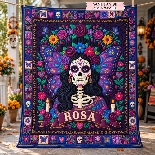 Personalized Day Of The Dead Quilted Blanket QTCUZ GFTOTP22612