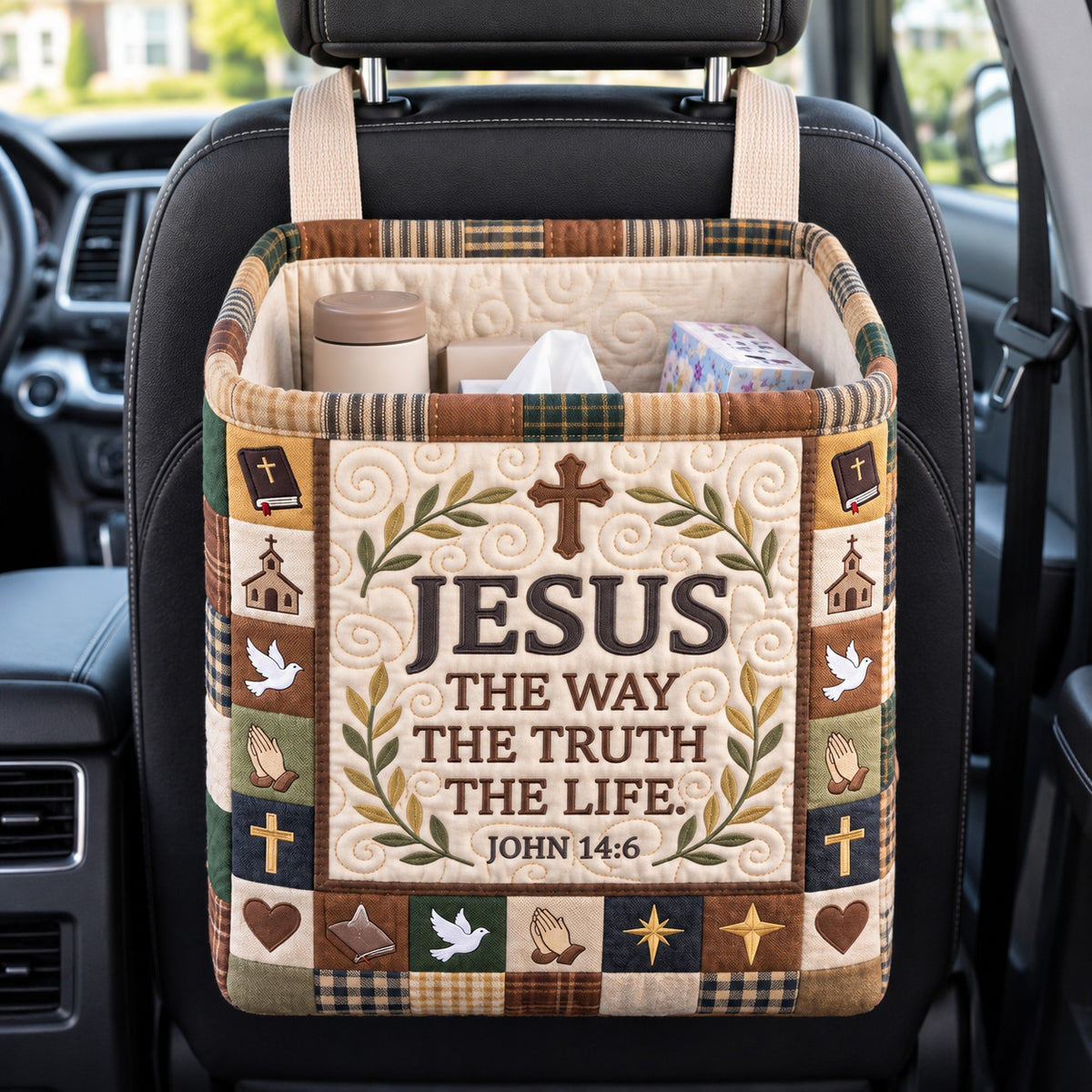 Christian Faith Quilted Car Basket GFTOTP22616