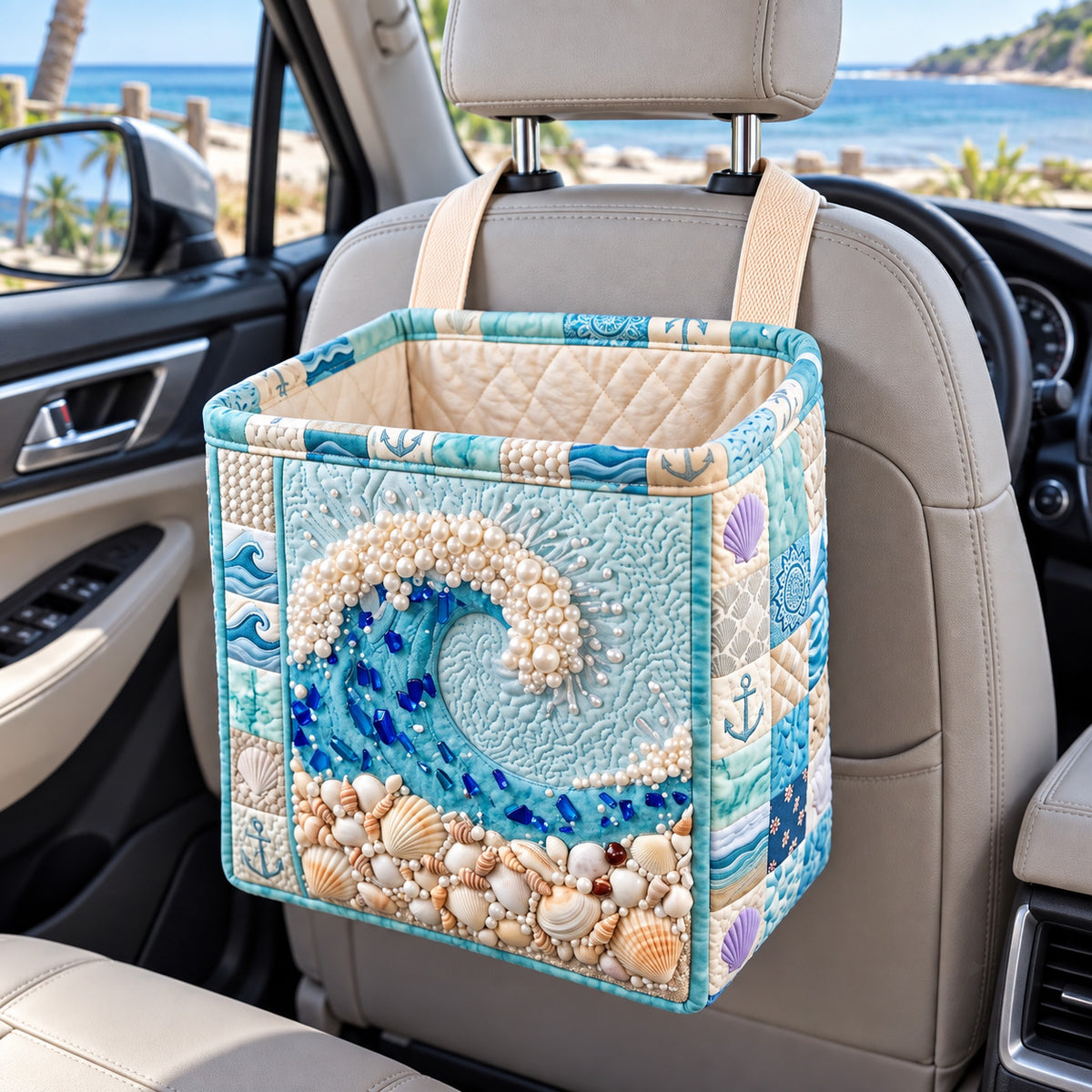 Coastal Whisper Quilted Car Basket GFTOTP22621