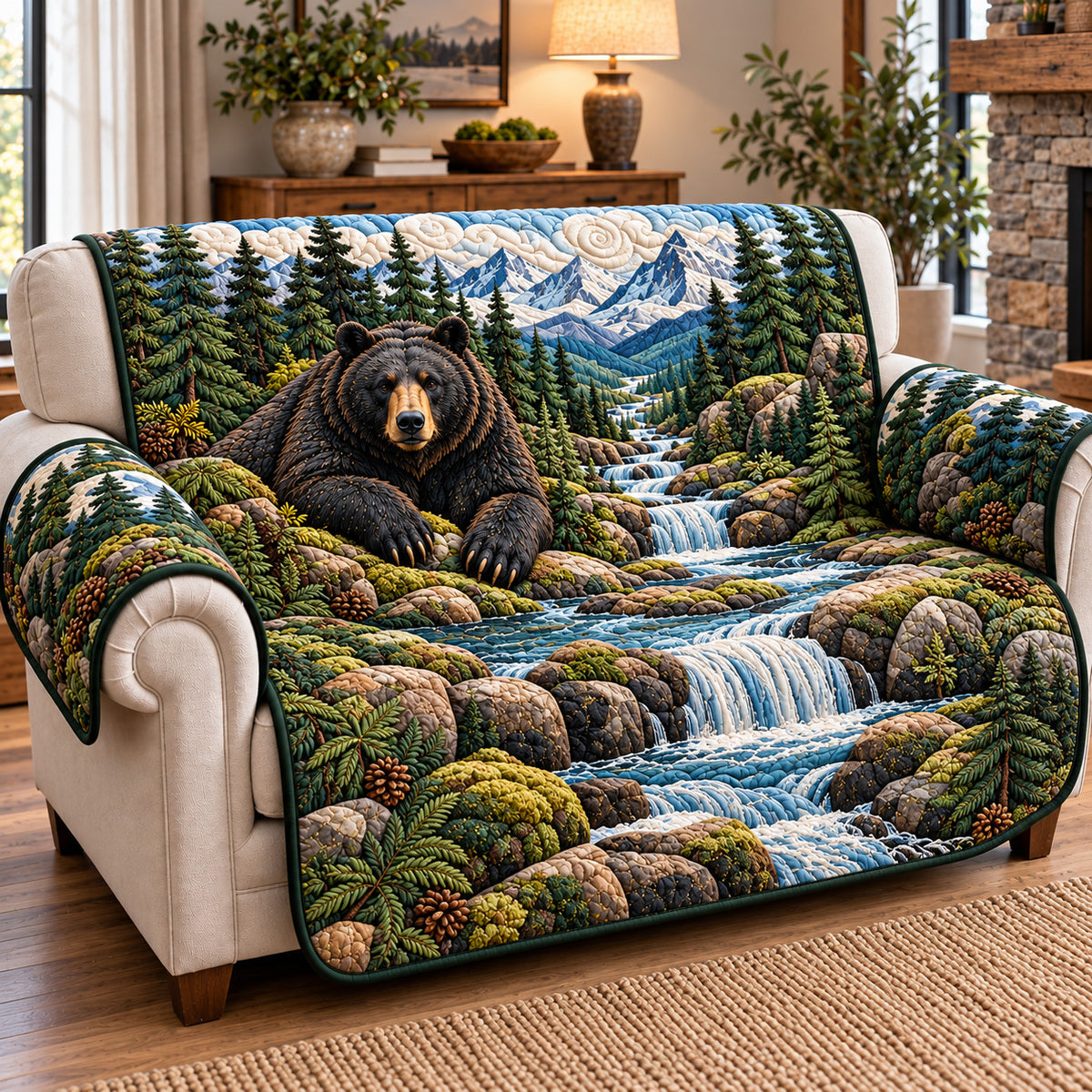 Rustic Guardian Quilted Sofa Cover GFTOTP22629