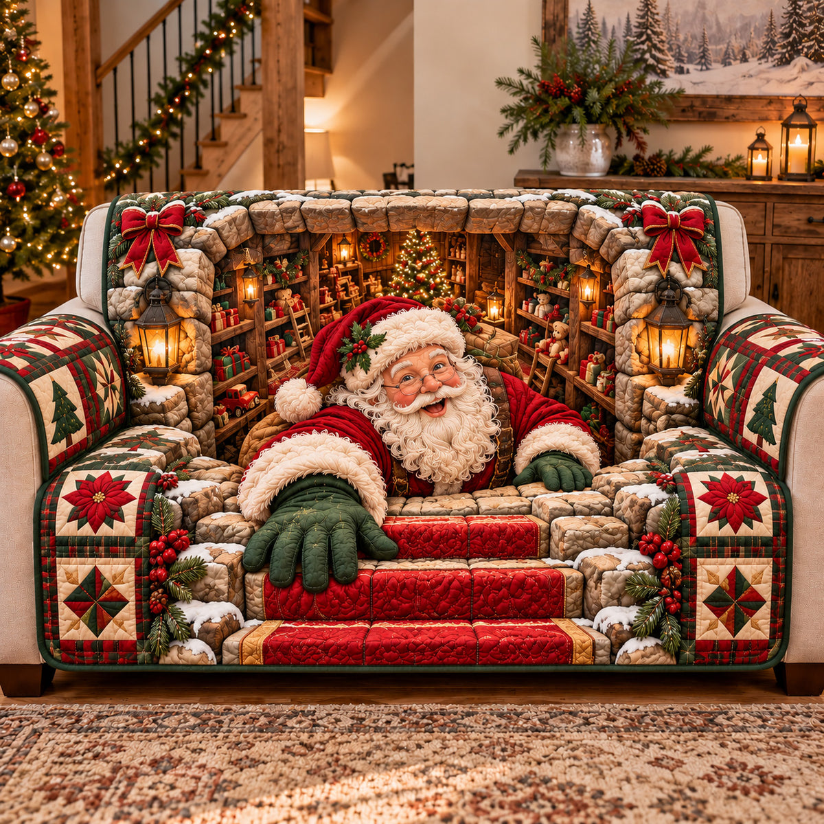 Toyshop Santa Quilted Sofa Cover GFTOTP22631