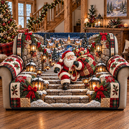 Stairway Santa Quilted Sofa Cover GFTOTP22634