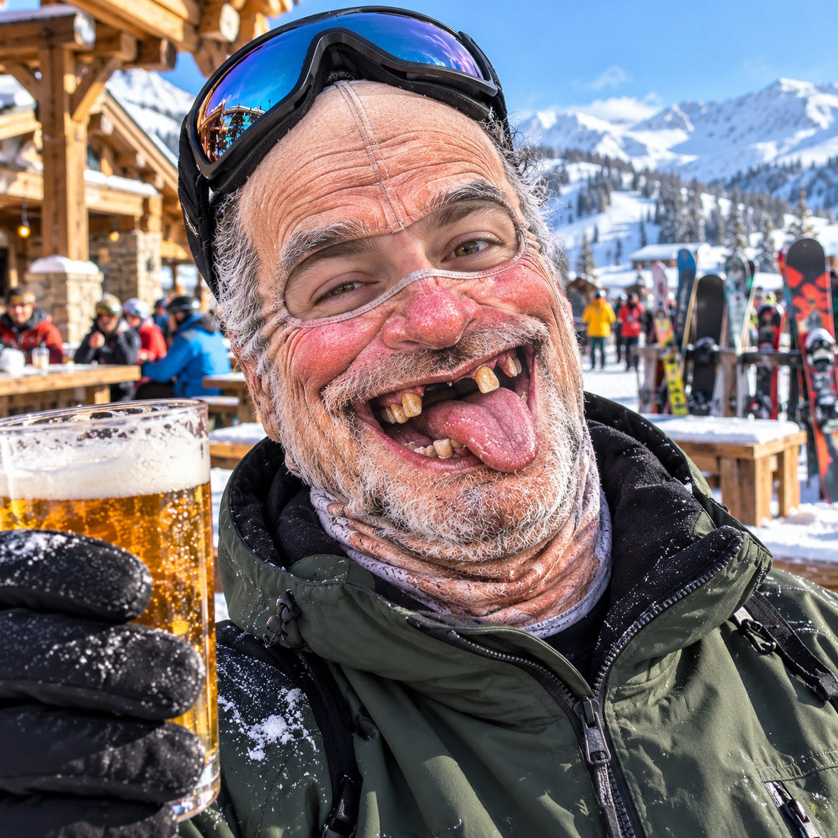 Whimsy Skiing Funny Face Mask GFTOTP22695