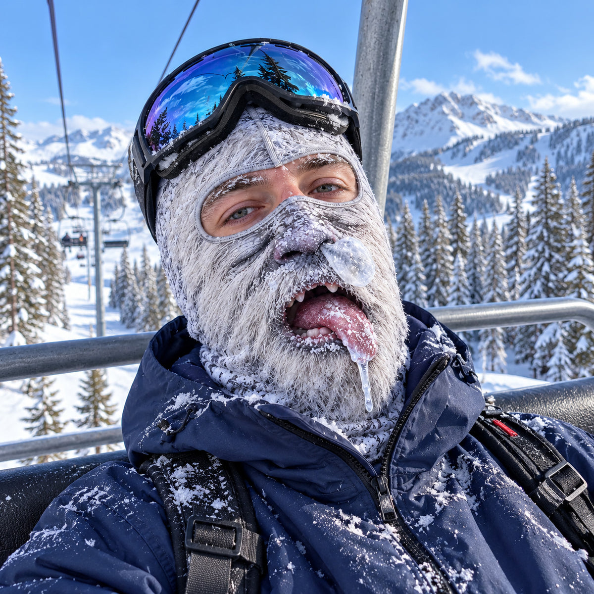 Whimsy Skiing Funny Face Mask GFTOTP22695