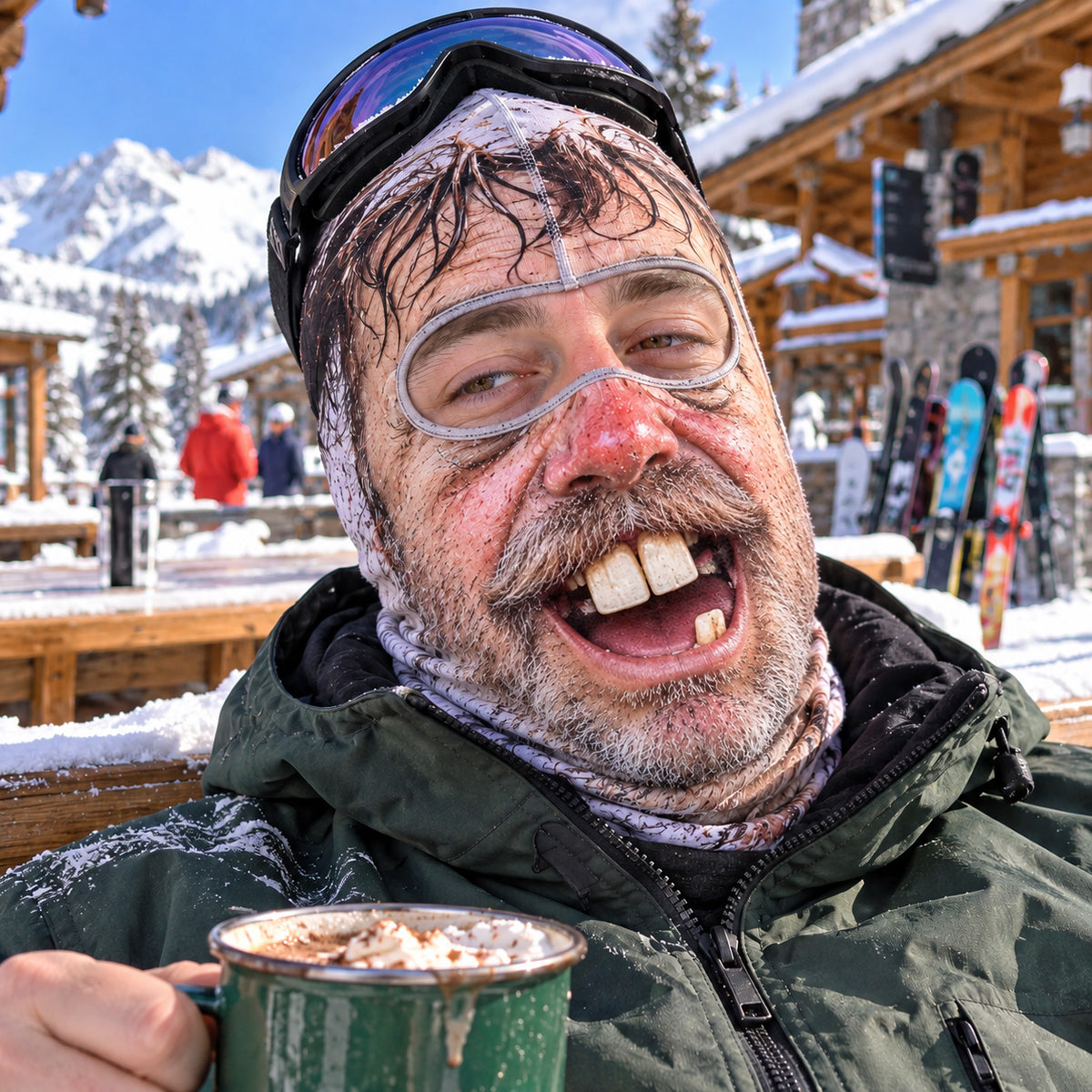 Whimsy Skiing Funny Face Mask GFTOTP22695