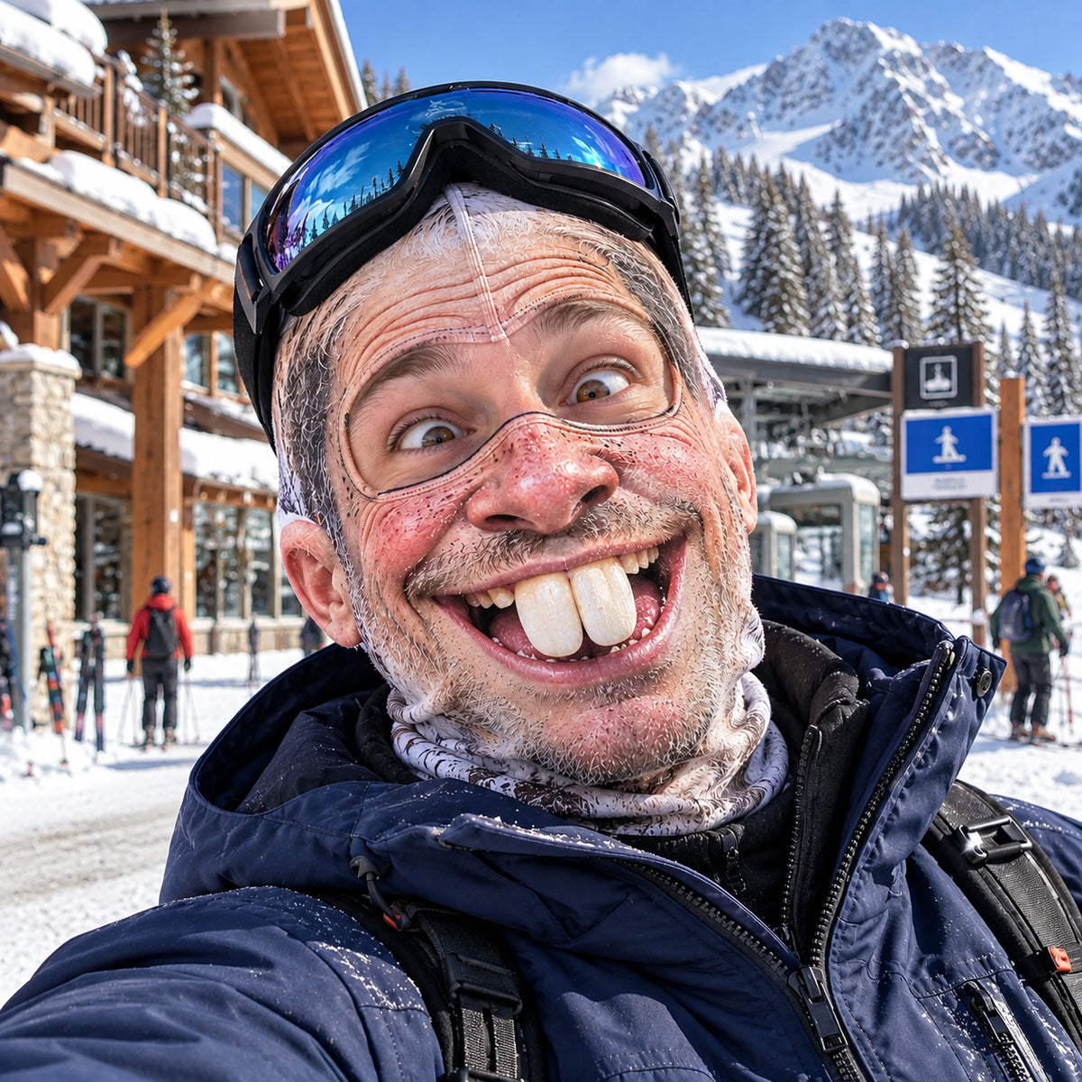 Whimsy Skiing Funny Face Mask GFTOTP22695