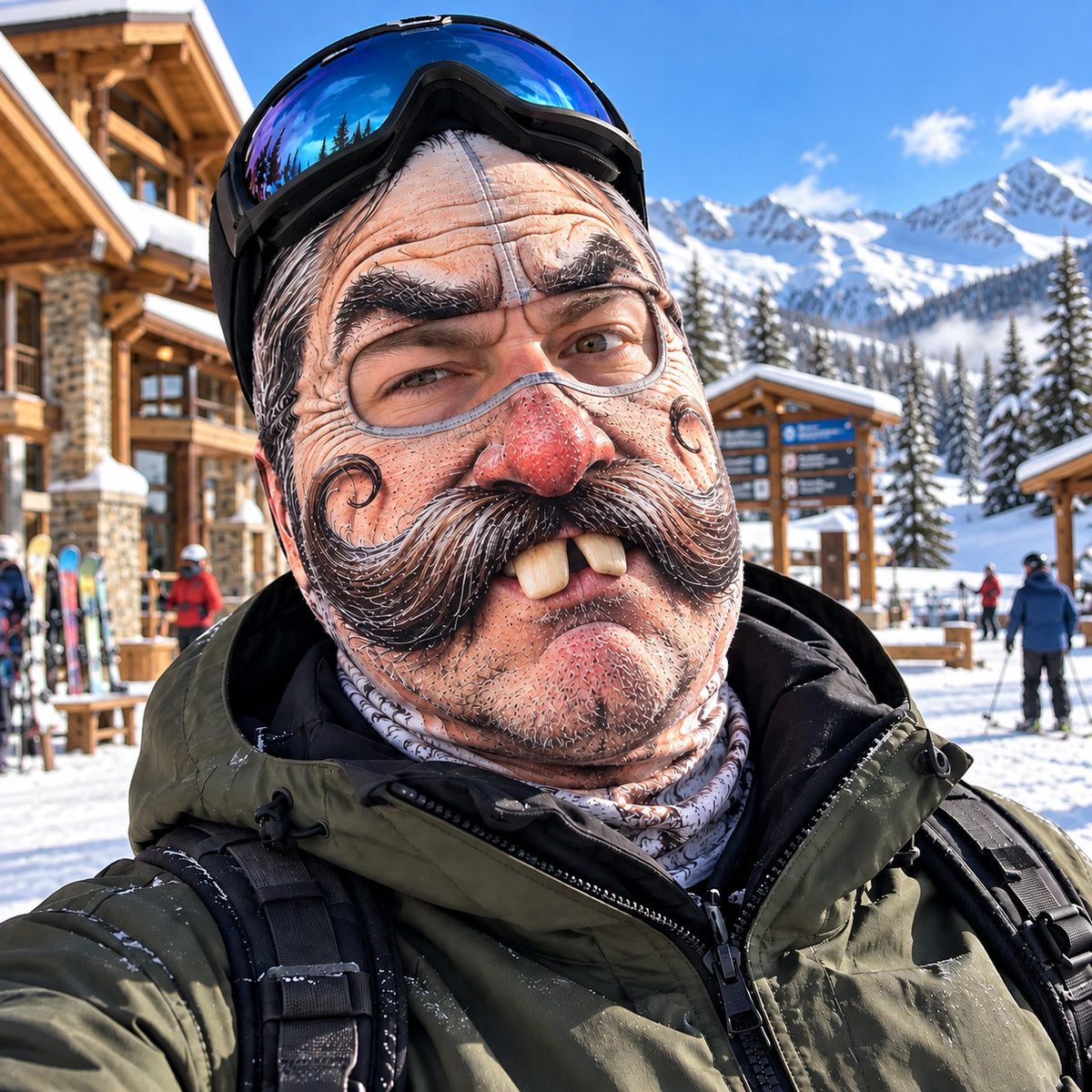 Whimsy Skiing Funny Face Mask GFTOTP22695