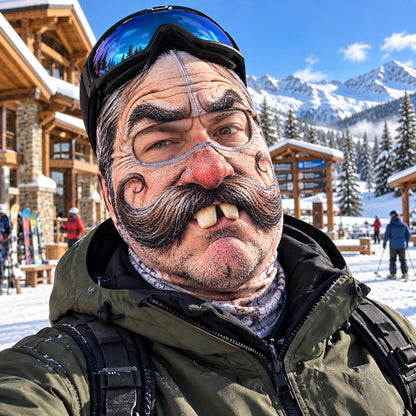 Whimsy Skiing Funny Face Mask GFTOTP22695