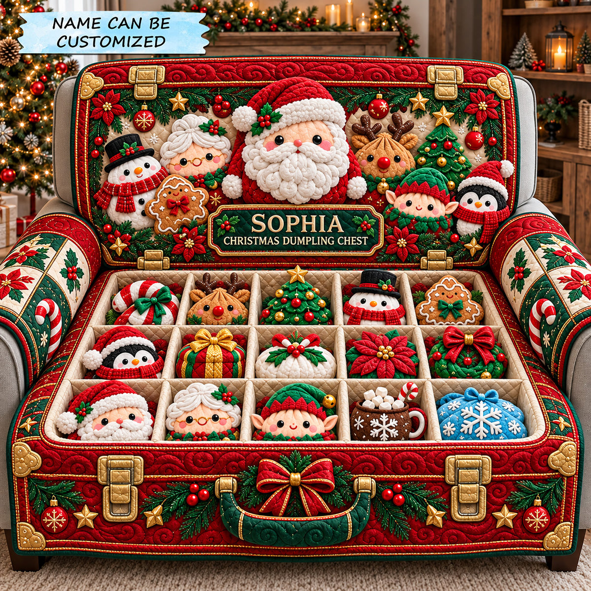 Personalized Festive Dumpling Box Quilted Sofa Cover QTCUZ GFTOTP22657