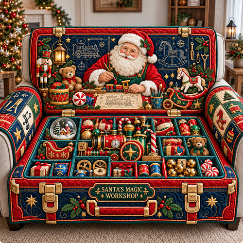 Santa Magic Toy Trunk Quilted Sofa Cover GFTOTP22660